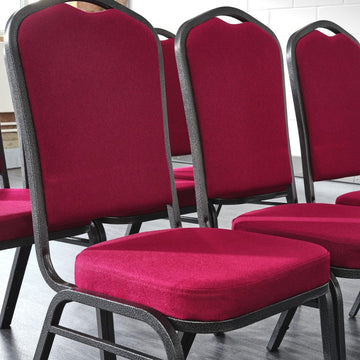 Crown Banqueting Chair - Burgundy Fabric - Silver Black Steel Frame